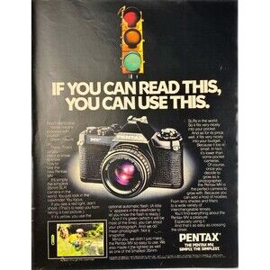 PENTAX MV 35mm SLP Camera "Simply the Simplest" Vintage Print Ad 1979